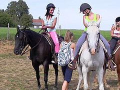Lesbian teen outdoor foursome with Susan G and her slutty friends