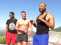 Horny black guys make a friend moan by fucking his tight ass