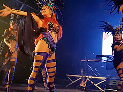 Hot beauties perform dance in costumes for a lustful client