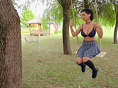Outside sex and a blowjob are amazing with horny and wild Stacy Bloom