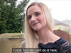Blonde girl Katy Pearl gets her wet cunt fucked in the stranger's car