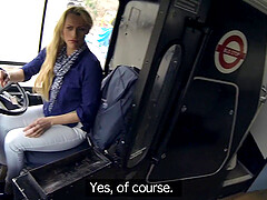 Blonde buss driver Brittany gets slammed by a horny passenger