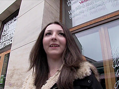 Czech street amateur Amy White takes money to suck a large dick