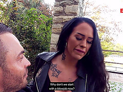 German latina bitch public caught street pick up casting