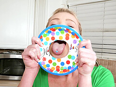 Kitchen blowjob in POV video by irresistible blonde Kay Carter