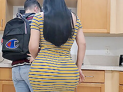Stepmom with big ass gets fucked in the kitchen