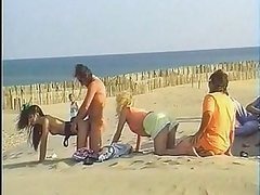 Babes Get Fucked and Facialized in Voyeur Orgy At the Beach - Retro Porn