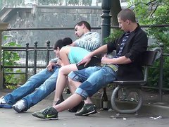 Public sex threesome on the street