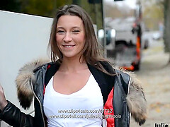 Sexy French hooker in extreme high heels and miniskirt