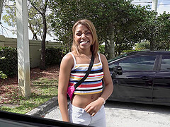 Handsome ebony babe Milu Blaze moans during fucking in the van