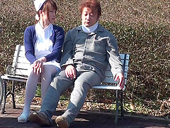Wild outdoors fucking between a nurse and a lucky patient