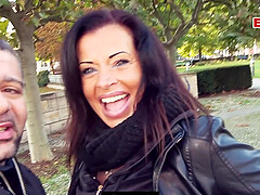 Public flashing date with big tits milf