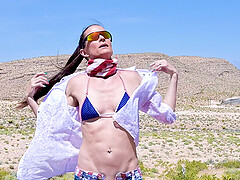Cock hungry wife Sofie Marie enjoys riding a dick in outdoors