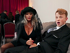 Skinny dude with a large dick fucks dirty granny Sally D'angelo