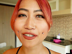Kinky amateur Asian teen named Fang blowjob and sex on camera